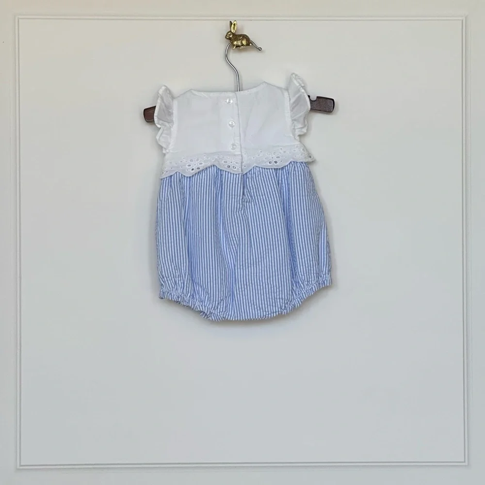 Janie and Jack | Baby Eyelet Striped Seersucker Romper